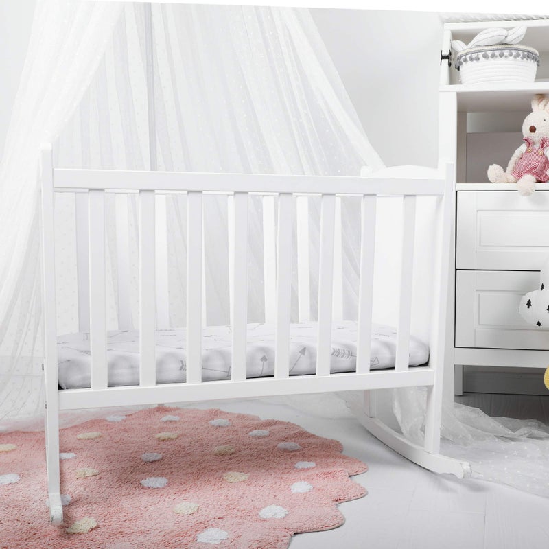 TILLYOU Baby Bassinet Sheets for Girls Boys 2 Pack Baby Sheets for Square Rectangle Oval Bassinet Mattress 33X16 Inch, Grey Clouds - Image 4